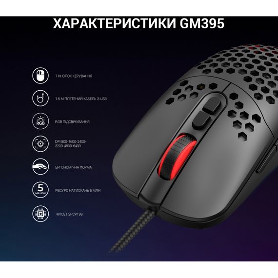 Мишка GamePro GM395 RGB USB Black (GM395) | Зображення 9