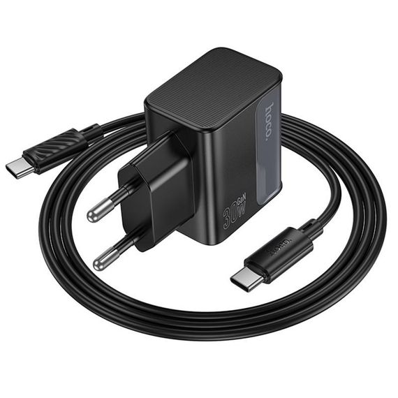 МЗП Hoco CS73A Star Speed PD30W+QC3.0 (1USB-A/1C) + кабель Type-C to Type-C Midnight Black | Зображення 3