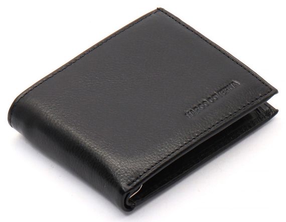Черное мужское портмоне из натуральной кожи на магните с зажимом Marco Coverna MC-030AH-1
