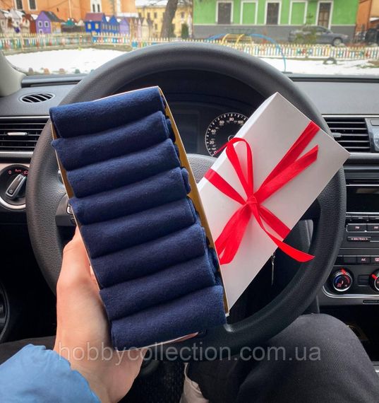Набір чоловічих коротких шкарпеток 41-45 р 8 пар в коробці із стрічкою літо синій | Зображення 4