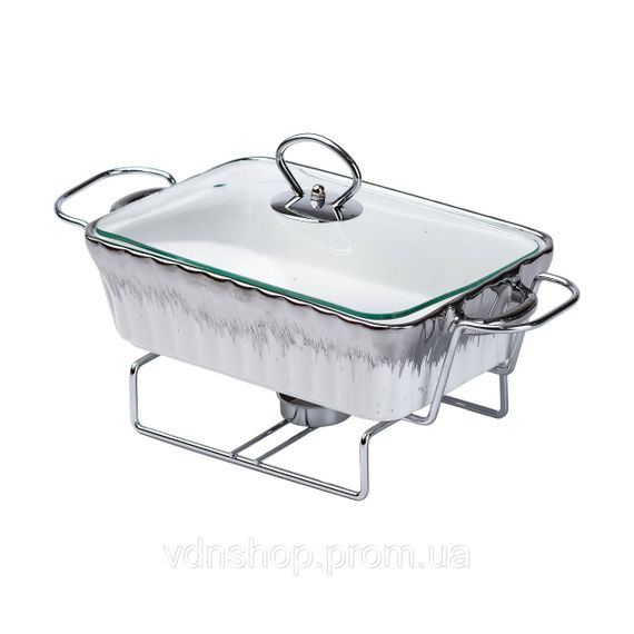 Мармит прямоугольный на 1 л фарфоровый с подогревом 31×16×11 см HP1019 | Зображення 2