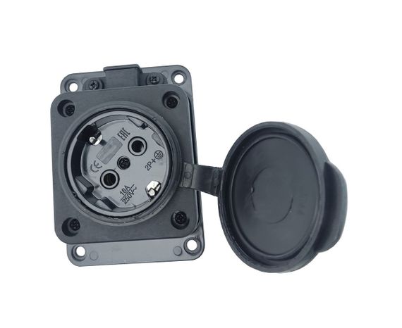 Розетка каучуковая с заземлением и защитной крышкой RUBBER IP44 Ny95000075 | Зображення 1