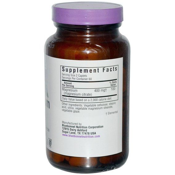 Микроэлемент Магний Bluebonnet Nutrition Magnesium Citrate 400 mg 120 Tabs BLB0731 | Зображення 1