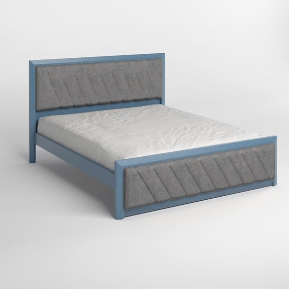 Двоспальне дерев'яне ліжко Mebigrand Барселона Б6 Сіро-синій (S7010R90B)/Аляска 93 (Сірий) 140х190 см (MBG-14514) | Зображення 1