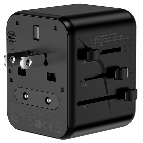 Мережевий універсальний перехідник WIWU UA012 Warrior 12W + 1USB-A/1C Black | Зображення 2