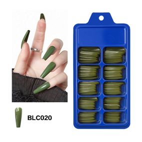 Накладные ногти балерина длинные однотонные BLC020 Зеленый 100 шт (A9949)