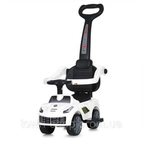 Детская каталка-толокар Racer M 5728L-1 белый, c родительской ручкой