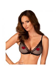 Бюстгальтер сеточкой с кружевной оккантовкой Obsessive Mibelia черный, XS/S sexstyle