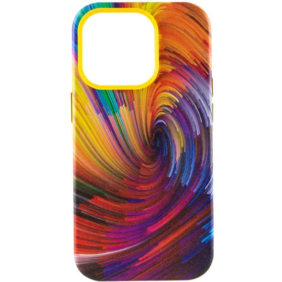 Кожаный чехол Colour Splash для Apple iPhone 14 Pro (6.1") Искусственная кожа, Orange / Red