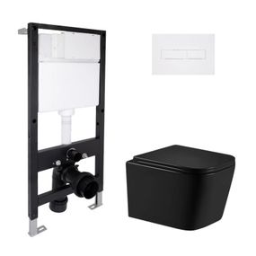 Готовое решение Qtap для ванной комнаты: подвесной унитаз Crow Ultra Quiet 485x340x290 + комплект инсталляции Standard (линейная