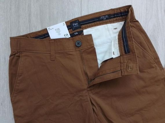 Коричневі чоловічі штани чінои р. 32/34 slim | Зображення 1