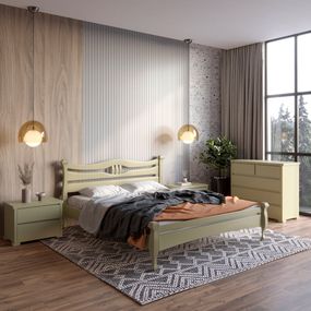 Односпальне дерев'яне ліжко Mebigrand Даллас Оливковий (RAL1020) 90х200 см (MBG-6016)