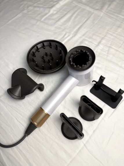 Фен Super Hair Dryer білий з золотом з іонізацією та турборежимом 5 насадок | Зображення 4