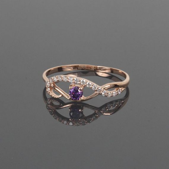 Кольцо из красного золота с аметистом 20.5