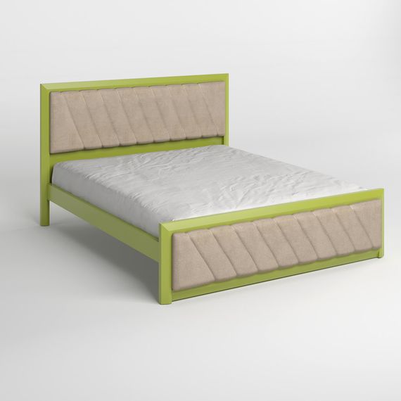 Двоспальне дерев&#039;яне ліжко Mebigrand Барселона Б6 Лайм (S3050G70Y)/Аляска 23 (Бежевий) 160х190 см (MBG-13424) | Зображення 1