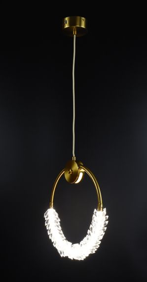 Люстра світлодіодна підвісна LED світильник для квартири на стелю лед 26482 Латунь 40-180х10х33 см. | Зображення 5