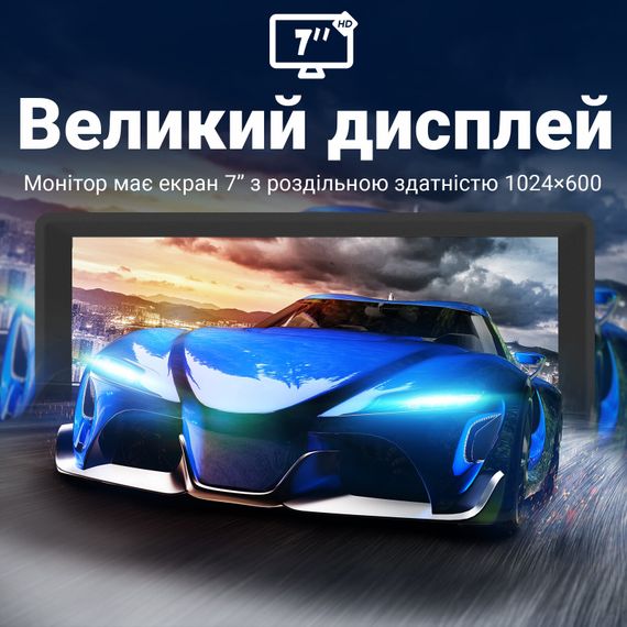 Мультимедійний автомобільний монітор 7" дюймів Podofo A3458 для камери заднього виду, сенсорний з Apple CarPlay / Android Auto, Bluetooth, FM | Зображення 5
