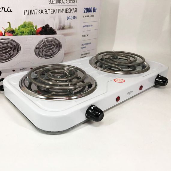 Плита електрична Suntera DP-1915 2000 Вт, потужна настільна електроплита, побутова плита. Колір: білий | Зображення 3