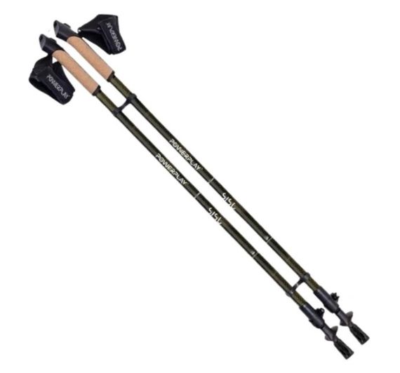 Палиці для скандинавської ходьби PowerPlay 9108 Sisu Black/Gold 80-135 см (пара) + 2-ві пари чобітків + чохол (PP_9108_Sisu)