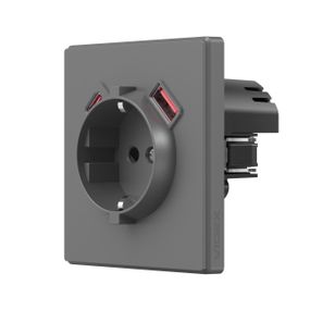 Розетка одинарна із заземленням USB-A+C 20W сірий графіт VIDEX NOTA (VF-NT-SK1GUC-GR)