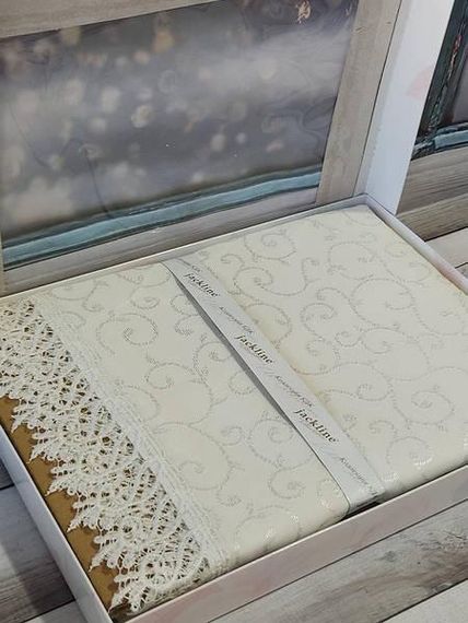 Скатертина з мереживом Jackline KDK242 160х220см Жаккард Поліестер