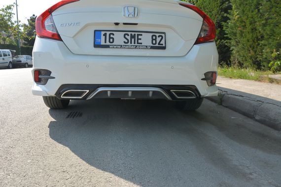 Дифузор на задній бампер (Meliset, в кольорі) для Honda Civic Sedan X 2016-2021 рр. | Зображення 1