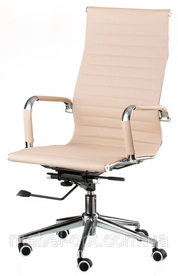 Крісло Solano artleath бежеве репліка крісла Eames Style HB Ribbed Office Chair EA 119