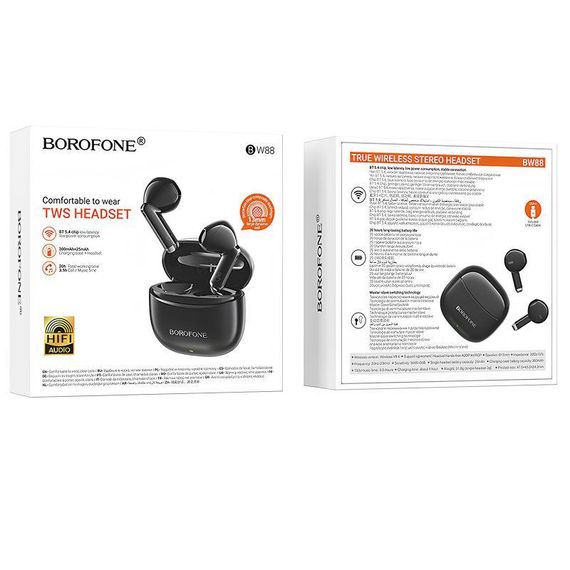 Бездротові TWS навушники Borofone BW88 Black | Зображення 3