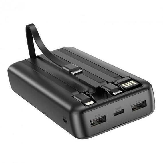 Павербанк зовнішній акумулятор XPRO BJ20A 20000mAh з кабелями і індикацією зарядки чорний (32439-01) | Зображення 3