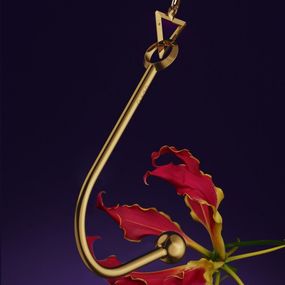 Вагинальный / анальный крюк UPKO Hook золотистый, с шариком на конце и кольцом для фиксации sexstyle