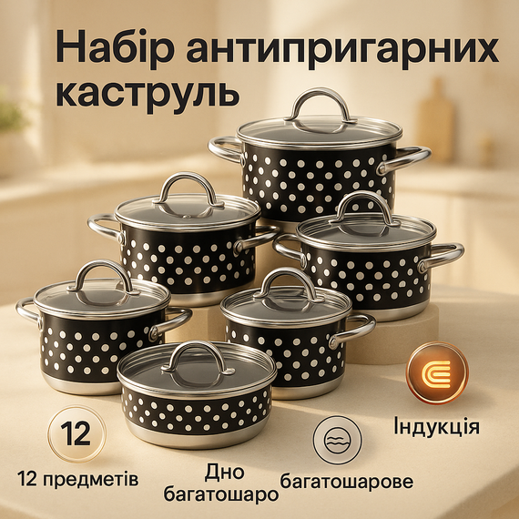 Набір каструль з антипригарним покриттям, Набір посуду каструлі каструль для плит SX-91