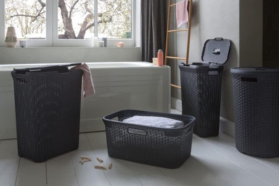 Кошик для білизни пластиковий Curver Natural Style 60 л 00707 темно-сірий, міцний і зручний | Зображення 4