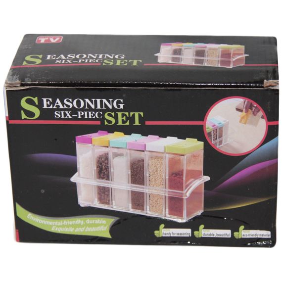 Набір ємностей для спецій Seasoning Six Piece Set, 6 баночок ∙ Кухонний набір - спецівниця на підставці ∙ Екопластик | Зображення 5