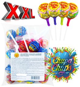 Великі льодяники з жуйкою Chupa Chups XXL Trio асорті смаків, упаковка 25 шт х 29 г Чупа Чупс
