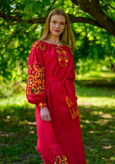 Плаття вишиванка доросле льон у підлогу | Зображення 2