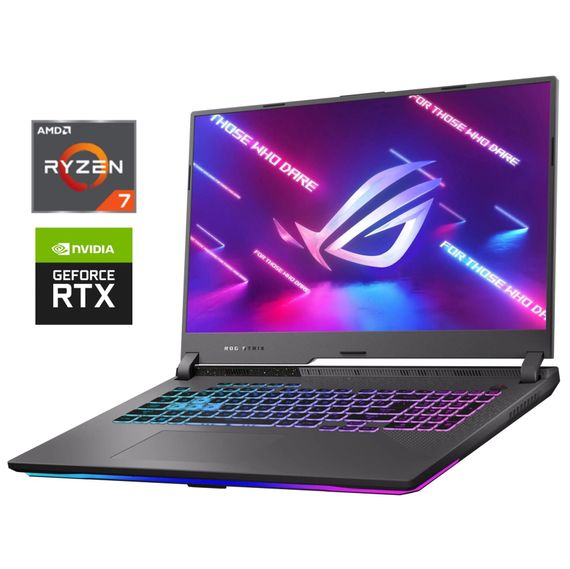 Ігровий ноутбук Asus ROG Strix G17 G713RC / 17.3" (1920x1080) IPS / AMD Ryzen 7 6800HS (8 (16) ядер по 3.2 - 4.7 GHz) / 32 GB DDR5 / 512 GB SSD M.2 / nVidia GeForce RTX 3050, 4 GB GDDR6, 128-bit / WebCam / Win 11 б/в