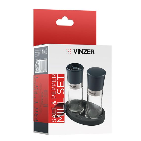 Набір млинів для солі та перцю Vinzer 50195, 2 шт, керамічні жорнова, силіконова підставка | Зображення 4