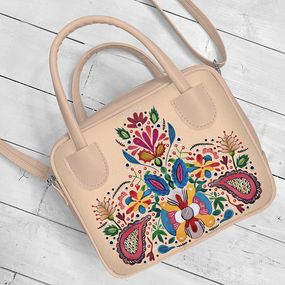 Сумка жіноча Kitto Чудо-квітка на пудровому фоні 25x20x9 см (SKI_23S020_PUD)
