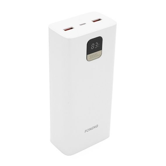 Power Bank FONENG P55 30000mAh,2*USB + Tepe-C,White,0.580kg,Box