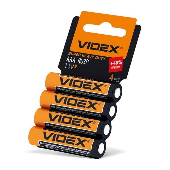 Батарейка сольова Videx R03P/AAA 4шт SHRINK CARD | Зображення 2