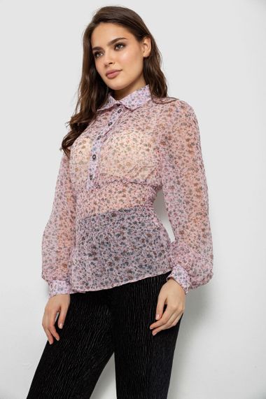 Блуза жіноча з принтом шифонова, колір рожевий, 230R1502 | Зображення 2