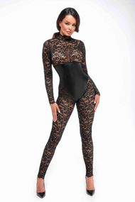 Комбінезон Noir Handmade F299 Enigma lace catsuit with underbust bodice Чорний XL