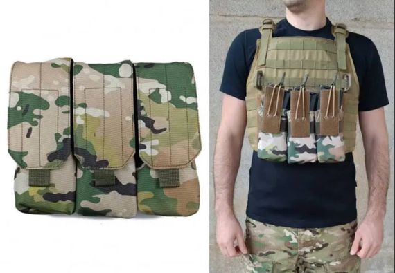 Підсумок під 6 магазинів АК/РПК потрійний Мультикам (MOLLE, підсумок на розгрузку, жилет, РПС) | Зображення 2