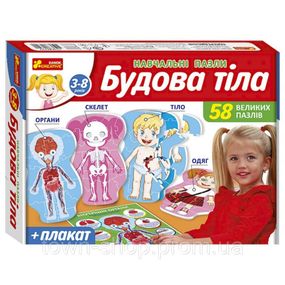 Учебные пазлы "Телосложение" 13164012, 58 больших пазлов, плакат