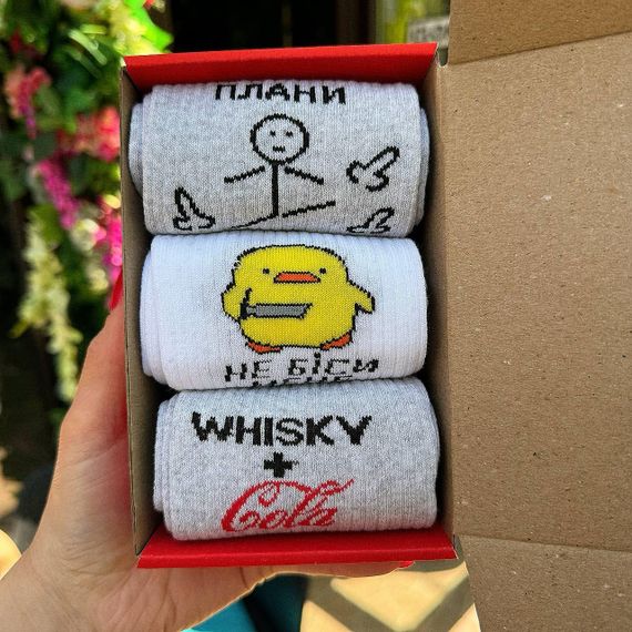 Подарочный набор мужских носков в коробке размер 40-45 3 пары цвет серый  ч3бокс042 | Зображення 2