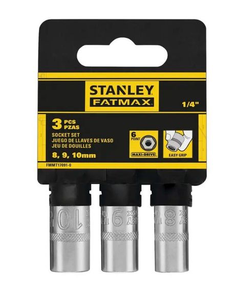 Набір торцевих головок Stanley 1/4 Maxi Drive із шестигранним профілем 3 шт (FMMT17091-0) | Зображення 1