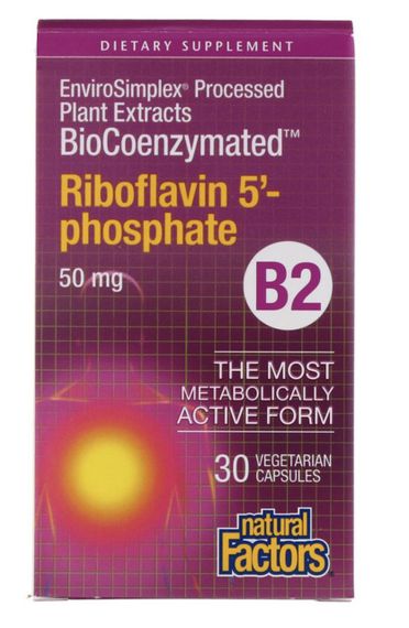 Рібофлавін Natural Factors BioCoenzymated B2, Riboflavin 5'-Phosphate 50 mg 30 Veg Caps