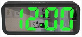 Дзеркальний LED-годинник із будильником і термометром DT-6508 Black (зелена підсвітка)