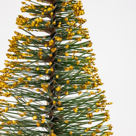 Новорічна настільна ялинка золота Стріла 25 см на дерев'яній підставці SOK-М-12-4 | Зображення 2