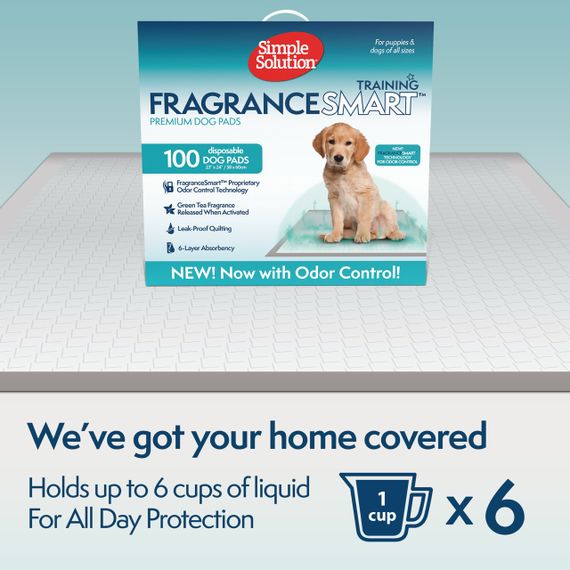 Одноразові пелюшки для собак з ароматом зеленого чаю Simple Solution Fragrance Smart Odor Control Puppy Training Pads, 60 см х 61 см, 100 шт | Зображення 7
